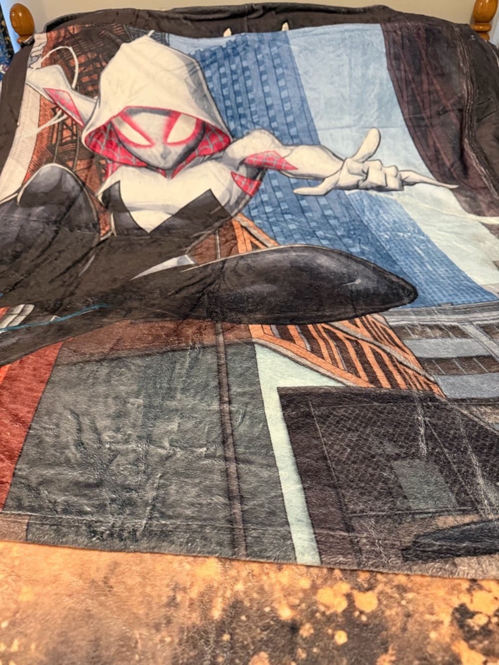 Spider-Gwen Plush Throw Blanket - Black, White, Pink, Blue
